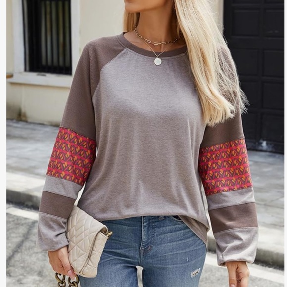 Boho top - Waffle knit patch arms blend - Picture 2 of 3